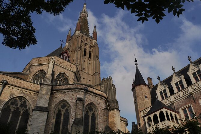 Across Bruges History Equals Fun with chocolate and waffle sample - Boniface Bridge and the Church of Our Lady