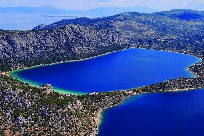 Ancient Corinth, Sanctuary of Hera, Blue Lake & Canal from Athens - Acrocorinth: fortress walls above the ancient city