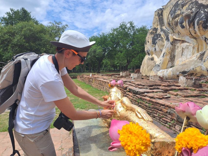 Colors of Ayutthaya: UNESCO Heritage 6 hour Bicycle Tour - Market snacks and the reclining Buddha