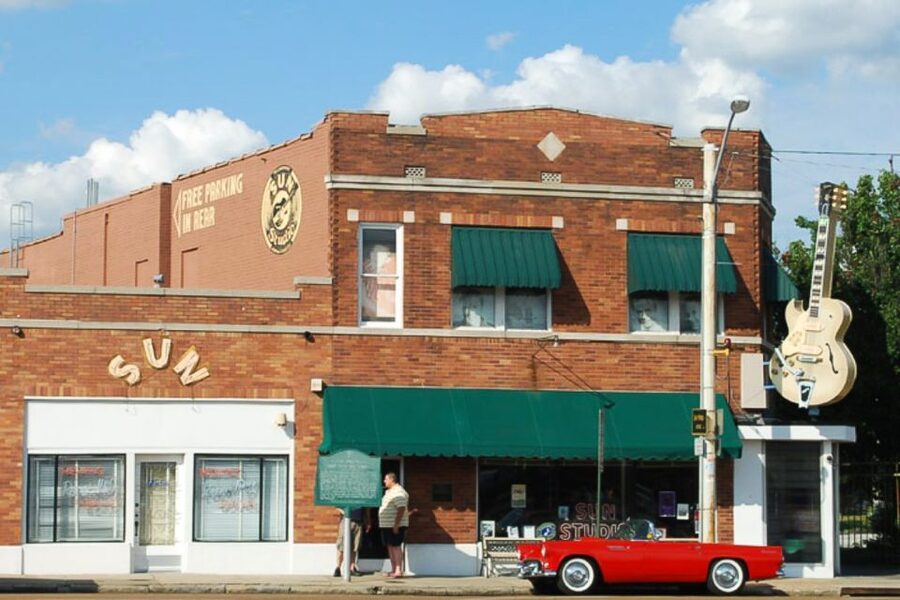 Memphis: Big Mojo Sun Studio + Music History 3-Hour Bus Tour - Downtown Memphis from a moving stage