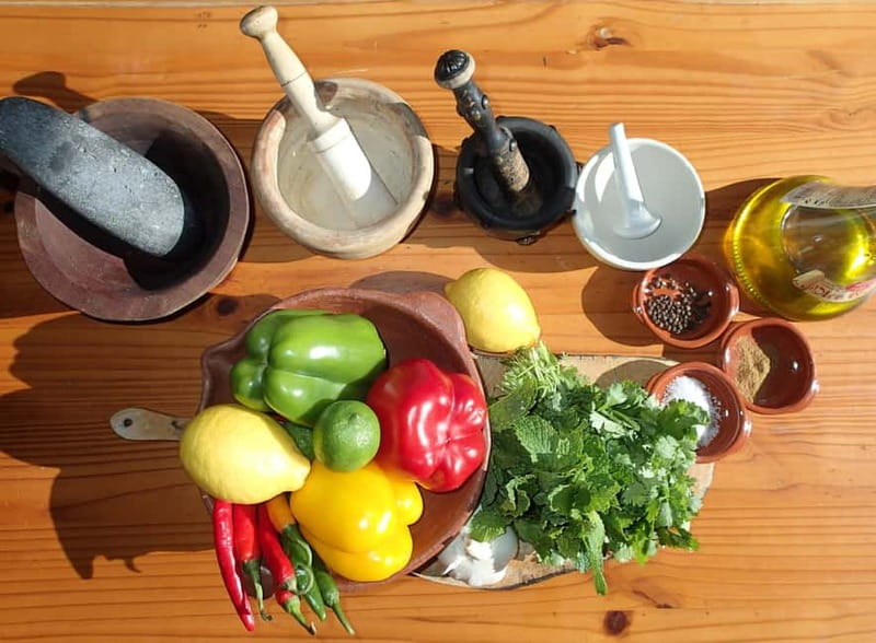 Mojo Workshop Cooking Class in Ancient Canarian Village - Grinding fresh ingredients with a mortar and pestle
