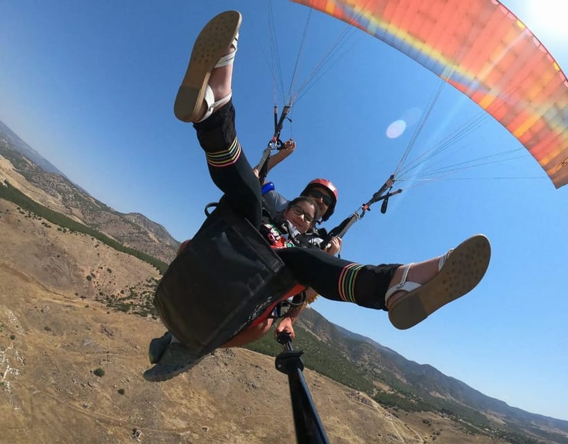 Pamukkale: Tandem Paragliding with Ancient Hierapolis Views - The launch at 300 meters above Pamukkale