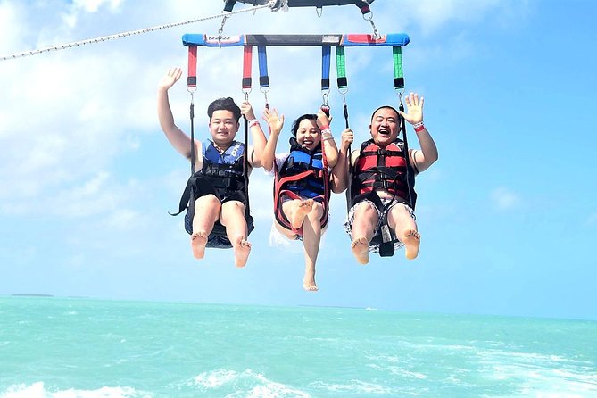 Parasailing over the Historic Key West Seaport - The optional toe dip and the calmest part of the ride