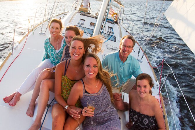 Private Sunset Sail BYOB Dolphin/History Tours on 43ft Mystique - The Yorktown aircraft carrier from the harbor