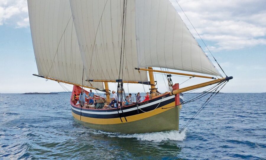 Salem: Historic Schooner Sailing Cruise - Raising the sails and taking the tiller