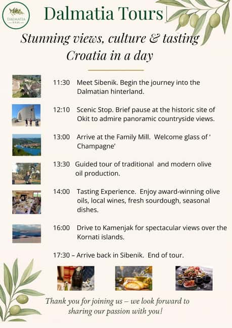 Šibenik: Croatia in a Day, Vistas, History, Olive Oil, Wine - Key details before you book