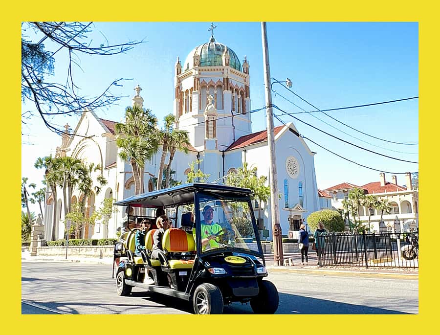 St.Augustine History Tour on Premium Golf Cart with PiCk Up - Mission grounds and the Fountain of Youth